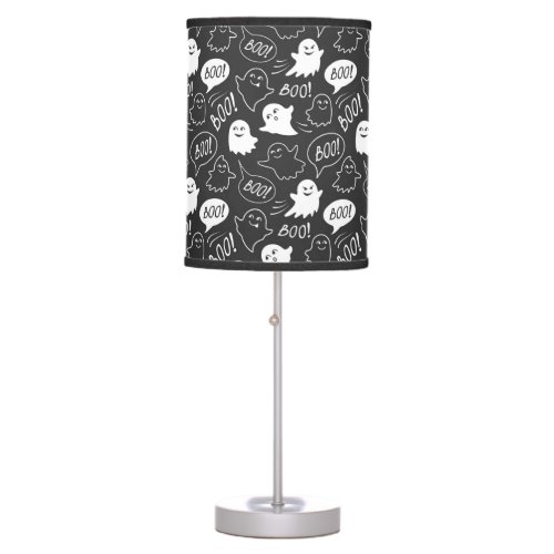 BW Cute Doodle Halloween Pattern Table Lamp