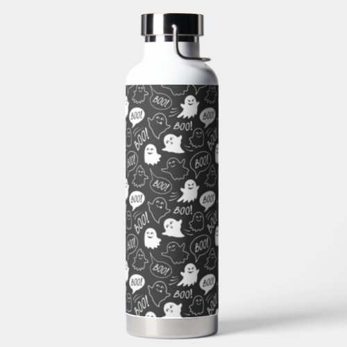 BW Cute Doodle Halloween Pattern Water Bottle