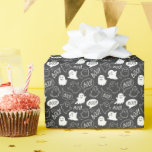 B&amp;W Cute Doodle Halloween Pattern Wrapping Paper