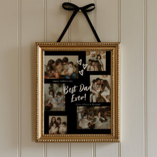 B & W Dad Script Typography 6 Photo Collage Poster