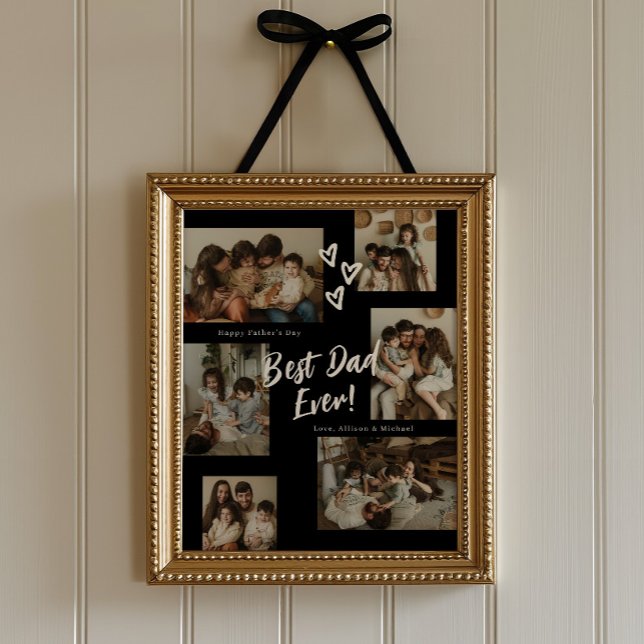 B & W Dad Script Typography 6 Photo Collage Poster (Creator Uploaded)