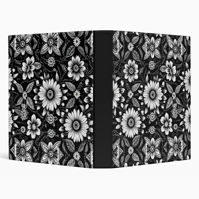 B&W Daisy Dose  3 Ring Binder (Background)