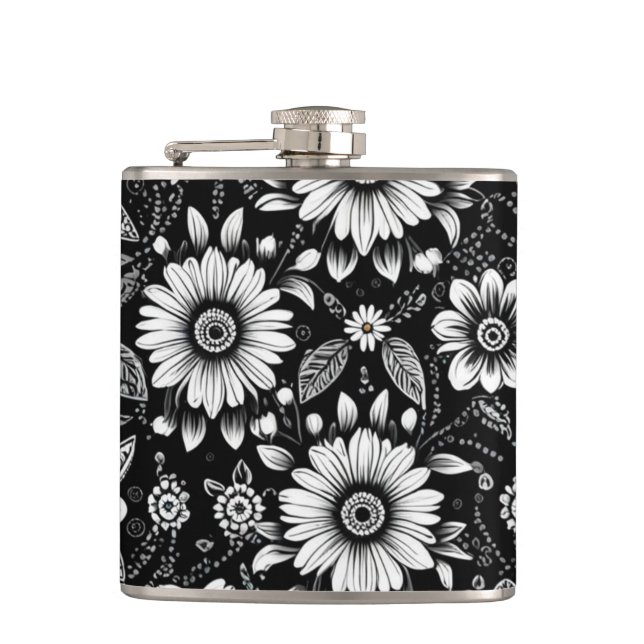 B&W Daisy Dose  Flask (Front)