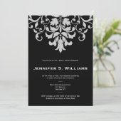 B&W Damask bridal shower invitations (Standing Front)
