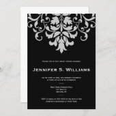 B&W Damask bridal shower invitations (Front/Back)