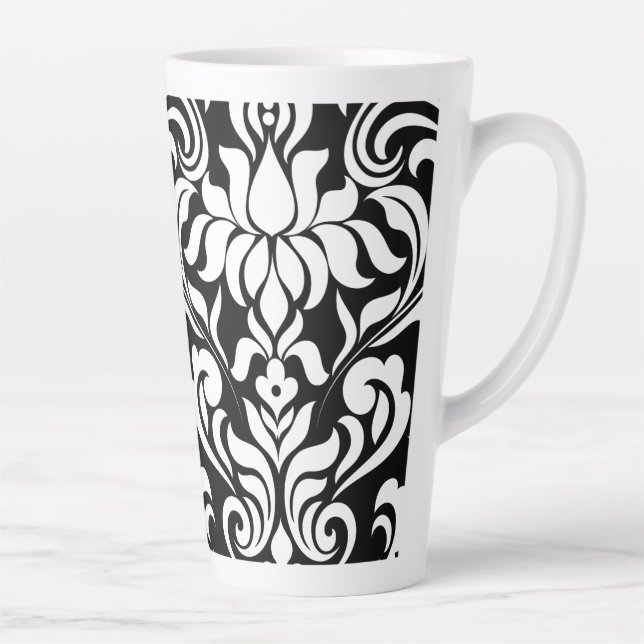 B&W damask (matching journal available) Latte Mug (Right)