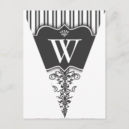 BW Damask Party Flag Bunting Banner Postcard