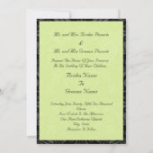 B & W Damask with Lime Green Wedding Invitations (Back)