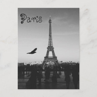 B&W Eiffel Tower Postcard