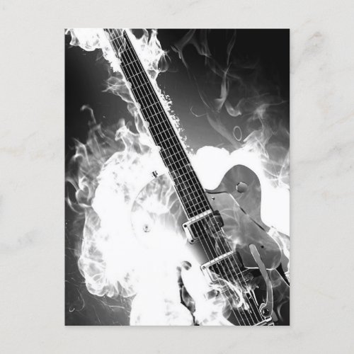 BW Flaming Guitar Postcard