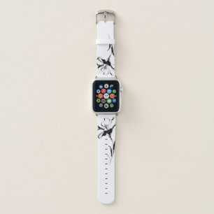 B&W Flower Apple Watch Band