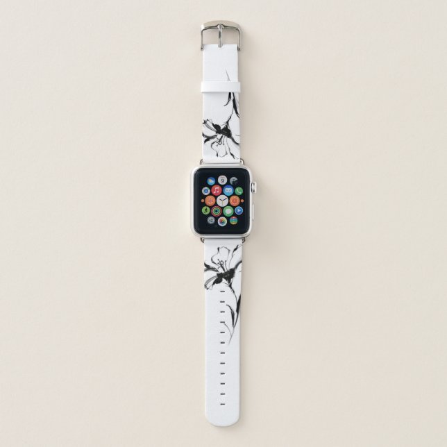 B&W Flower Apple Watch Band (Front)