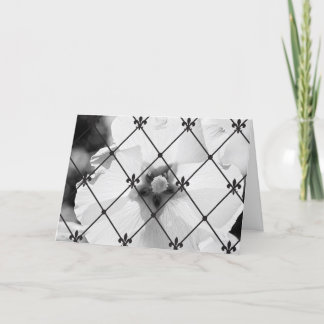 B/W Flower & Fleur de lis Greeting Card
