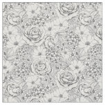 B&amp;W Flower Garden Rose Pattern Fabric