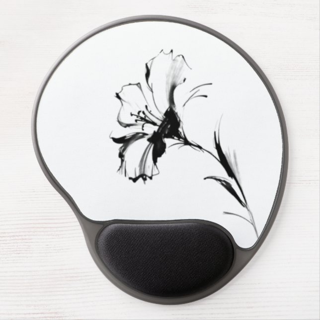 B&W Flower Gel Mouse Pad (Front)