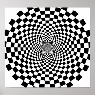 B&W Flower Optical Illusion Poster