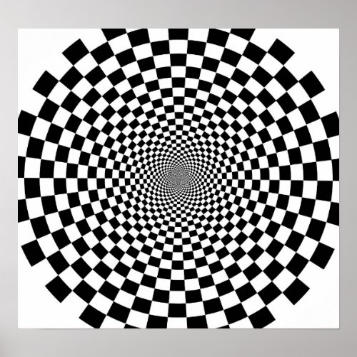 BW Flower Optical Illusion Poster