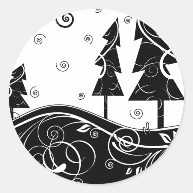b&w forest classic round sticker (Front)