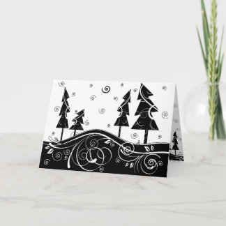 b&w forest holiday card