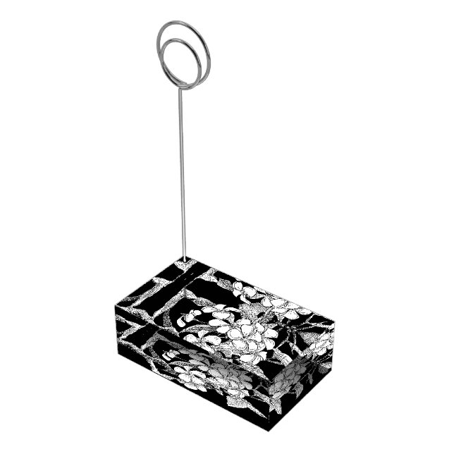 B&W Frangipani Bohemian Botanical Table Number Place Card Holder (Corner)