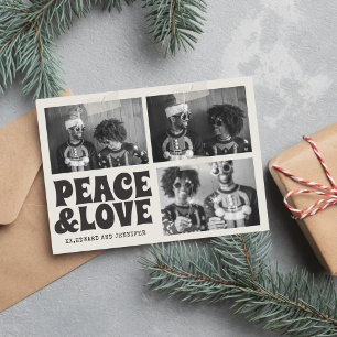 B&W Funky Groovy Merry Xmas Photo Christmas Card