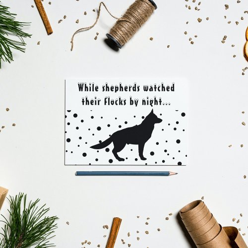BW Funny  German Shepherd  Christmas Greetings Holiday Card