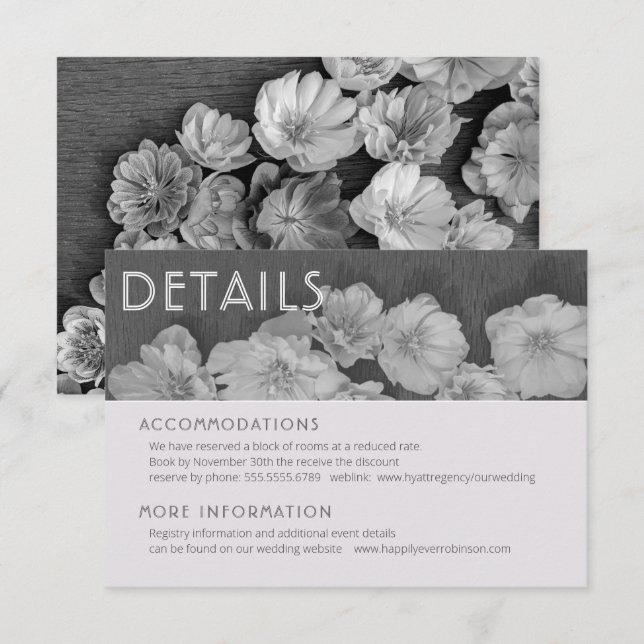 B & W Garden Hellebore Details Enclosure Card (Front/Back)