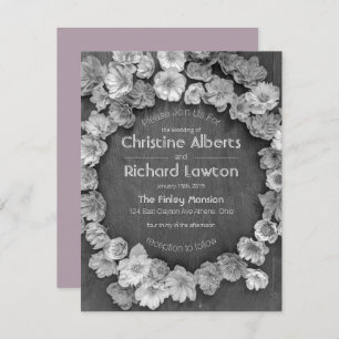 B & W Garden Hellebore Wedding Invitation