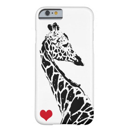 BW Giraffe Silhouette with Red Heart Barely There iPhone 6 Case