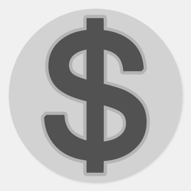b&w graphic money symbol classic round sticker (Front)