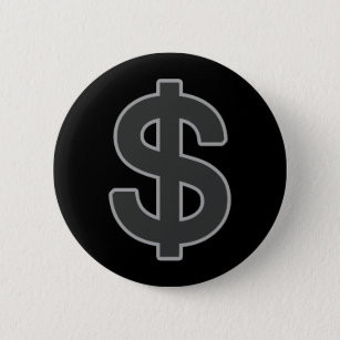 b&w graphic money symbol pinback button