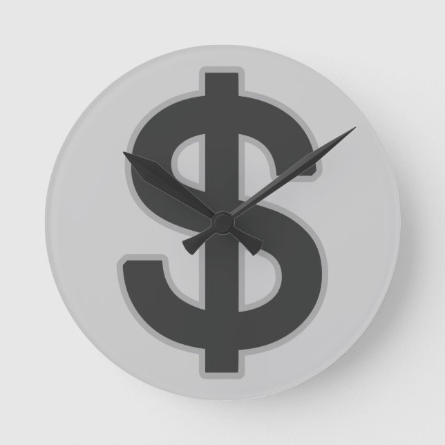 b&w graphic money symbol round clock (Front)
