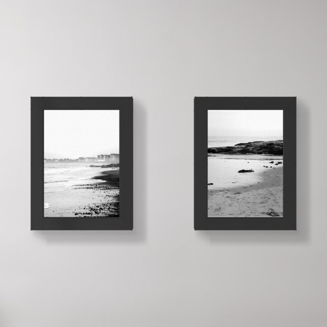 B/W Hampton Beach Framed Photography Wall Art Sets (Front)