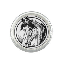 B/W Horse Head Photo Ring