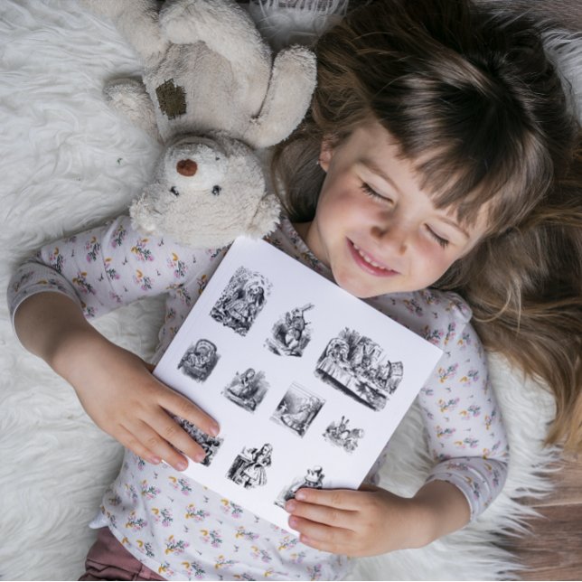 B&W illustrations Alice’s Adventures in Wonderland Sticker (Creator Uploaded)