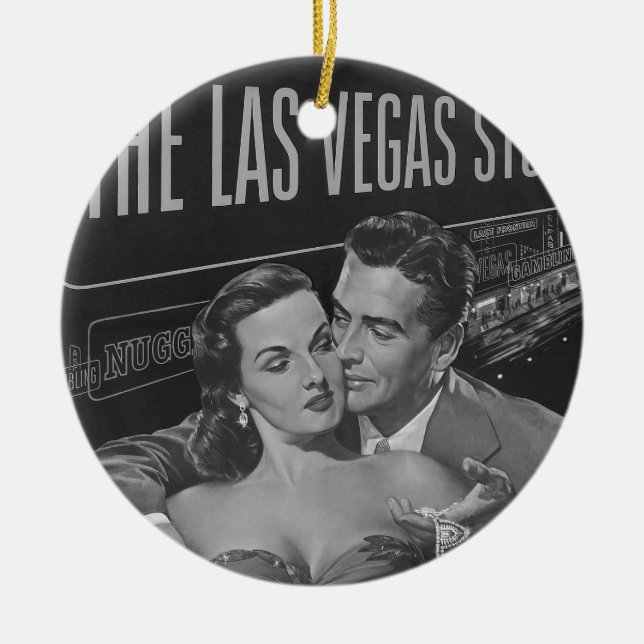 B&W Las Vegas poster Ceramic Ornament (Front)