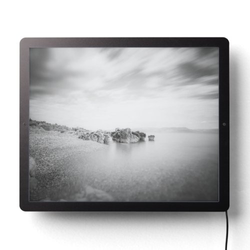 BW long exposure of a beach in Rabac Croatia LED Sign