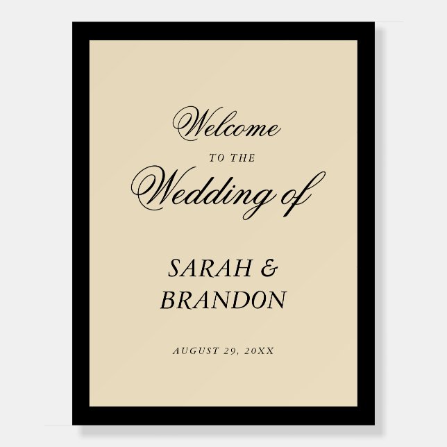 B&W Luxury Classic Wedding Welcome Sign (Front)