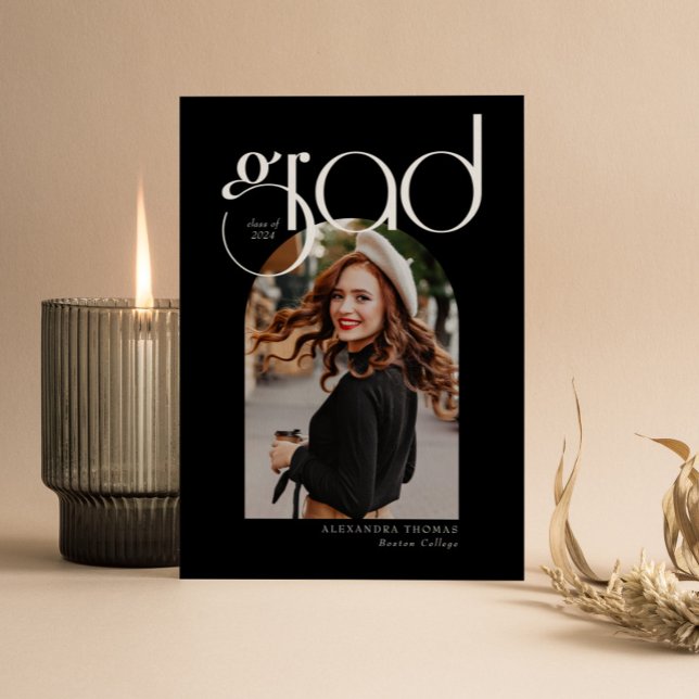 B & W Minimalist Modern 5 Arch Photo Graduation Invitation (Creator Uploaded)