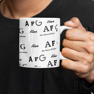 B&W Mug Full Of Letters Custom Name