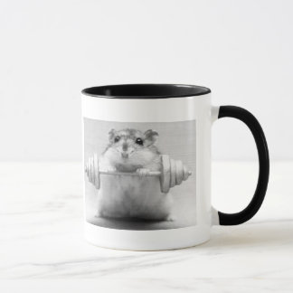 B&W Mug Hamster Weightlifter