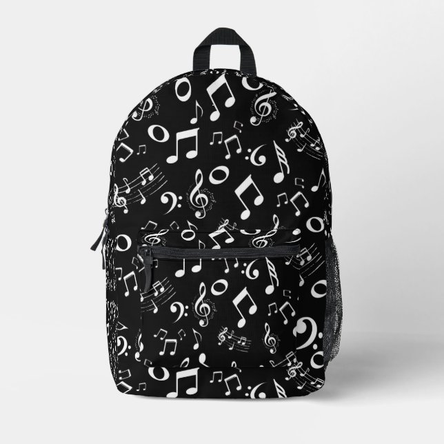 B&W Musical Printed Backpack (Front)