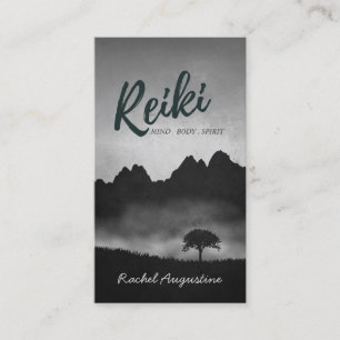 B&W Natural Reiki Master Yoga Mediation instructor Business Card