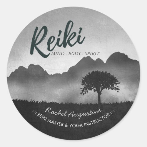 BW Natural Reiki Master Yoga Mediation instructor Classic Round Sticker