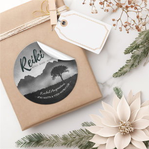 B&W Natural Reiki Master Yoga Mediation instructor Classic Round Sticker