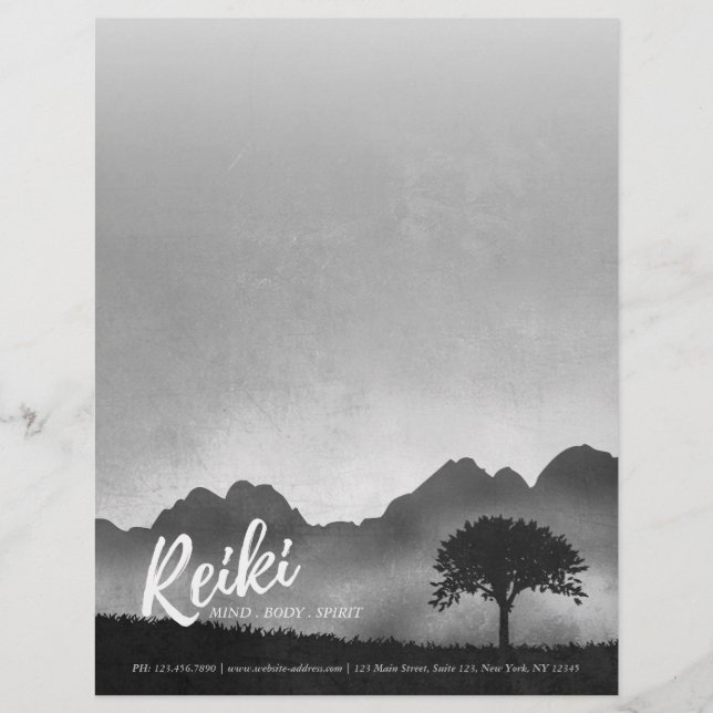 B&W Natural Reiki Master Yoga Mediation instructor Letterhead (Front)