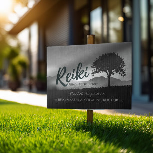 B&W Natural Reiki Master Yoga Mediation instructor Sign