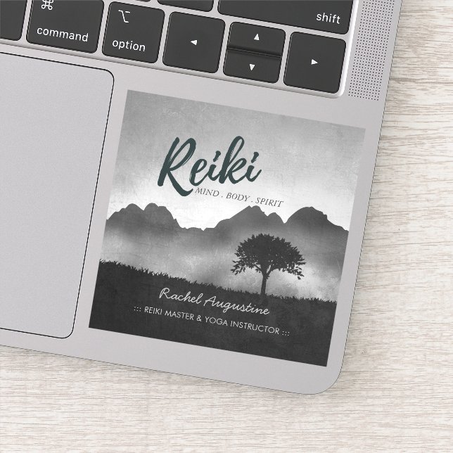 B&W Natural Reiki Master Yoga Mediation instructor Sticker (Detail)