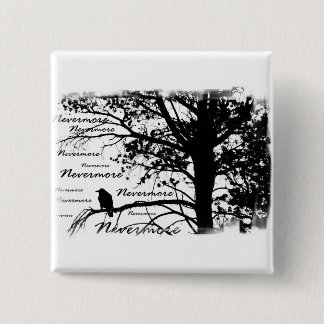 B&W Nevermore Raven Silhouette Button