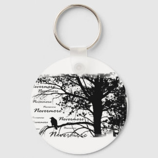 B&W Nevermore Raven Silhouette Keychain